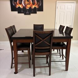 Counter height dining table with 6 chairs
