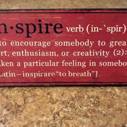 Inspirational “Inspire” Wood Sign – Red & Black Rustic Home Décor