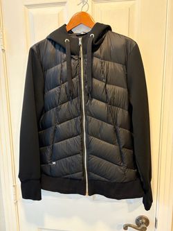 Michael Kors Hybrid Puffer Hoodie Jacket women’s size XL Black Coat