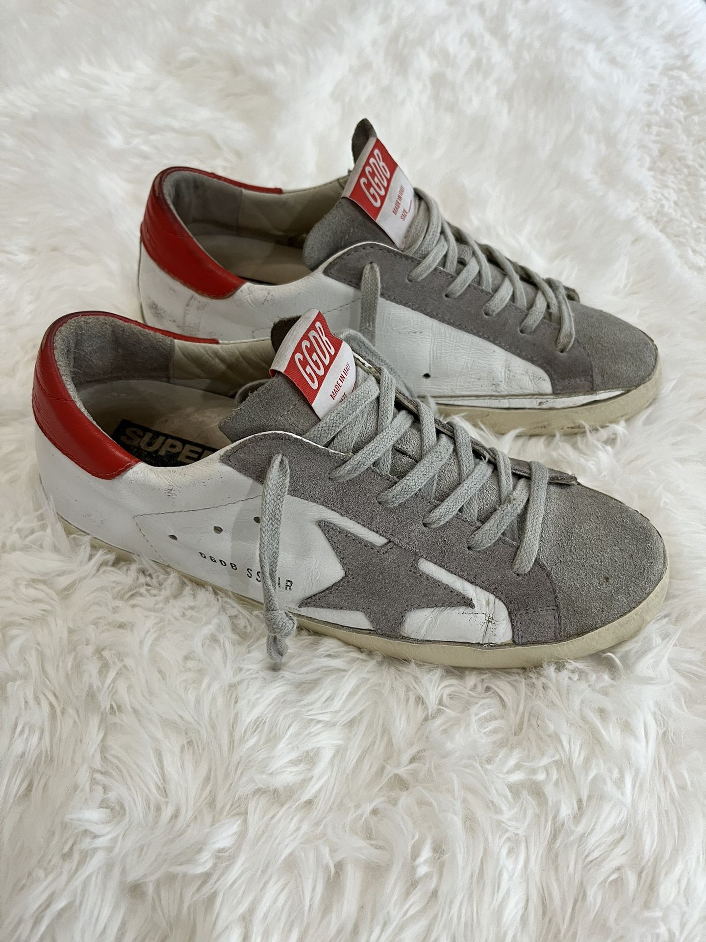 Golden Goose Deluxe Brand (GGDB) Super-Star Sneakers - Red Heel Tab, Size 37 US 7