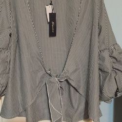 New Striped Black And White Blouse 