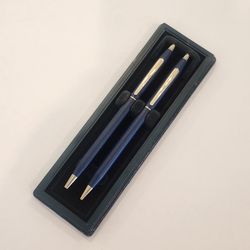 Vintage Blue and Gold Cross Pen And Mecanical Pencil Set, New In Box