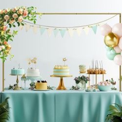 2 Pcs Table Rod Stand with Clamps, Adjustable 13"-46" Tall 29"-98" Length, Black Table Arch Hanging for Wedding Birthday Party Christmas Decoration