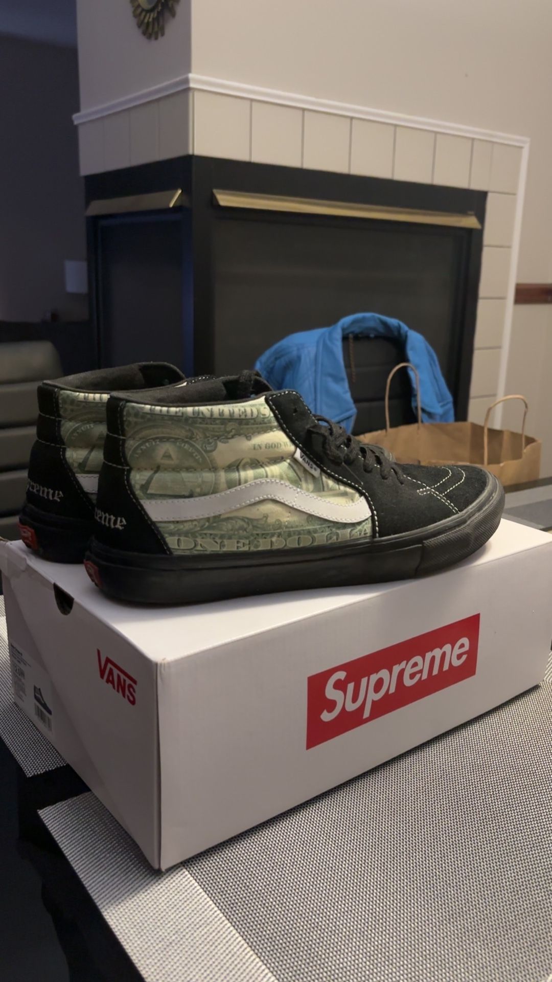 SupremeXVans Mid Old School Dollar Sign, Black Size 11.5 Shoes