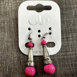 New Distressed Pink Dangle Earrings