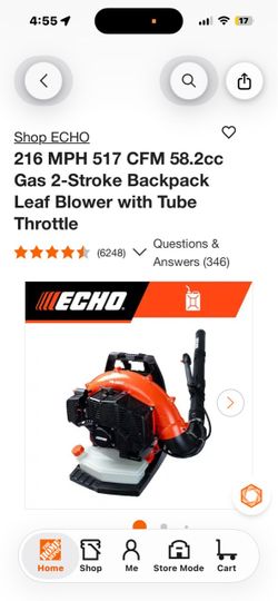 Echo PB-580T 58.2cc Gas 2-Stroke Backpack Leaf Blower