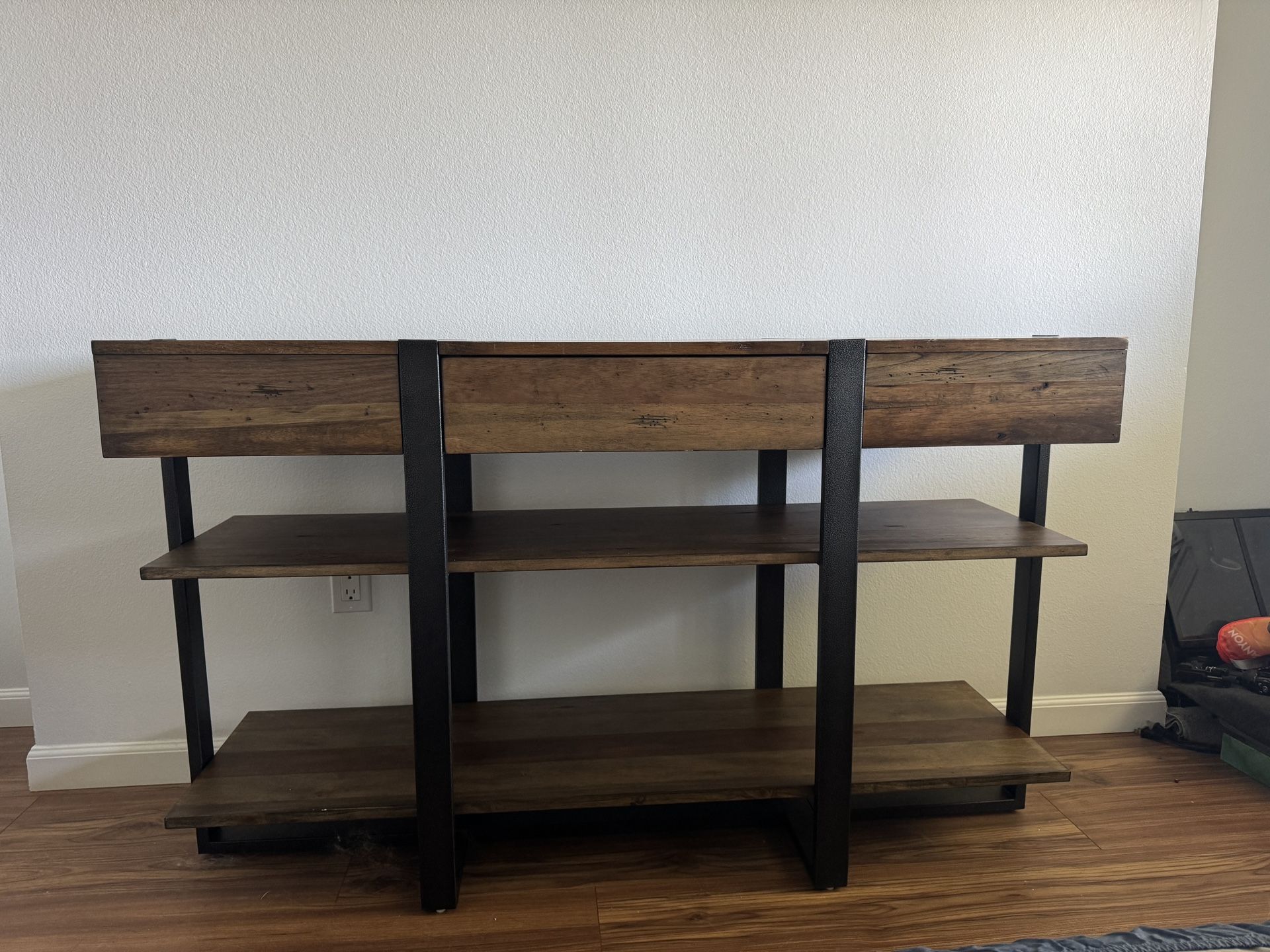 Rustic Honey And Distressed Iron Rectangular Sofa Table