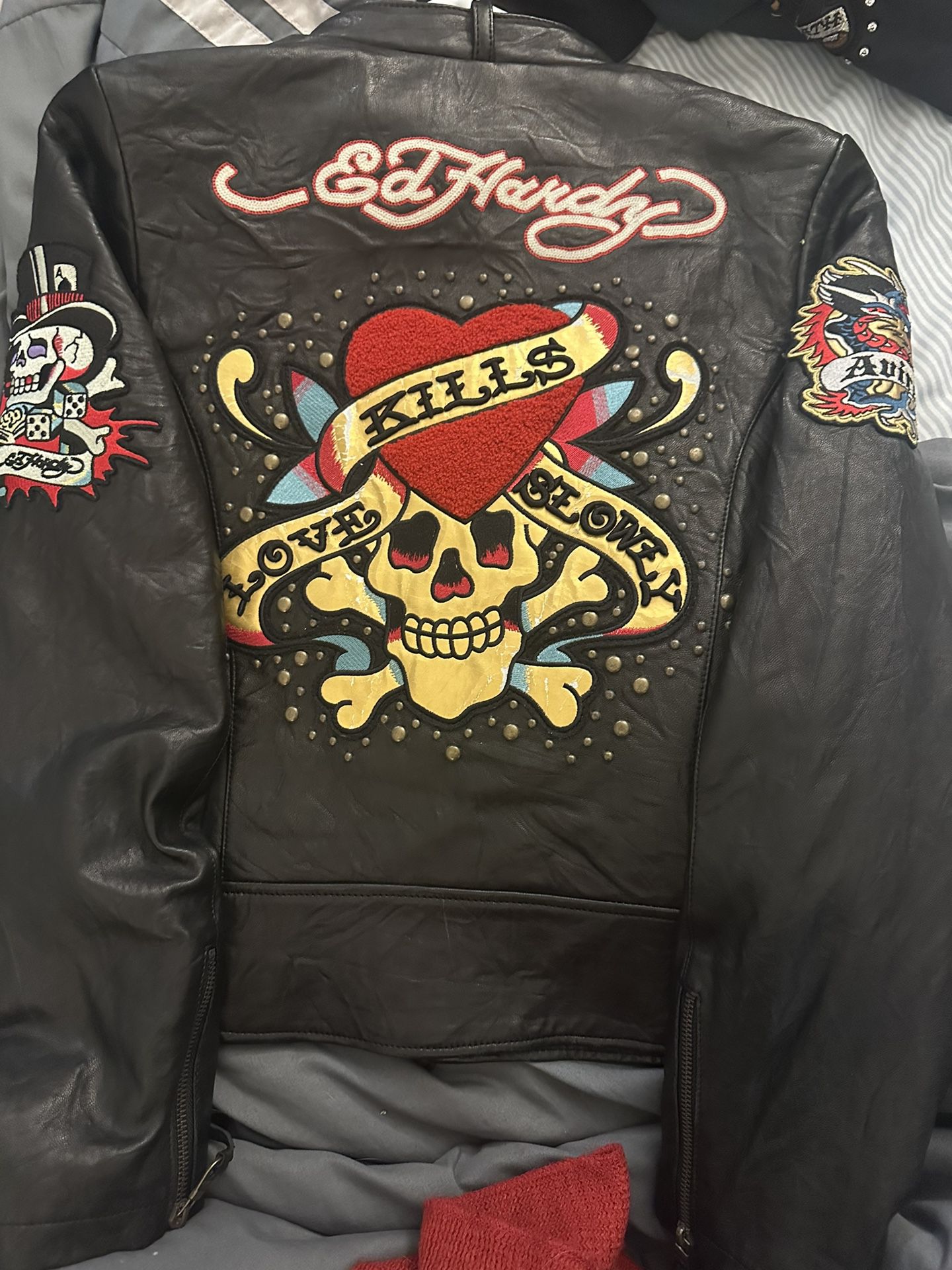 Ed Hardy-Avirex Collab Leather Jacket Med (2k) OBO  