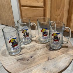 Set Of 4 Vintage 1986 Anheuser Busch Bud Light Spuds MacKenzie Glass Mugs with handle