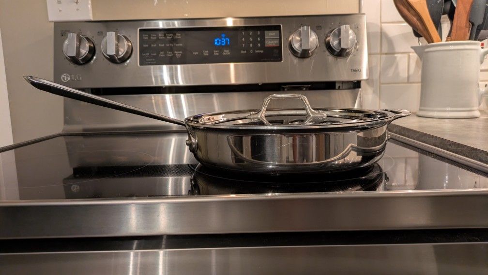 All-Clad D3 3-Ply Stainless Steel Sauté Pan with Lid, 3 Quart,