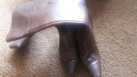 Brown leather boots