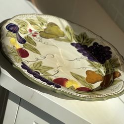 🍇🍐 🍑 Ceramic serving platter pottery hand painted fruit plate serving tray 🍇 🍐