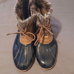 Women's Boots, Size 11m, Dark Blue & Brown