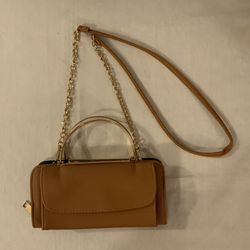 Tan Handbag With Detachable Shoulder Strap