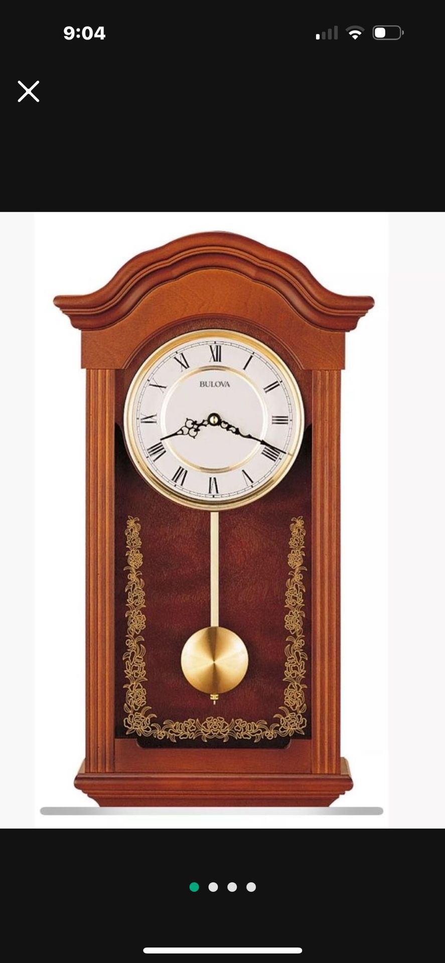Bulova Baronet Wall Clock with Pendulum -Mahogany Solid Wood -Vienna Style C4443