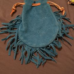 Turquoise Color Suede Bag