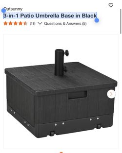 3-in-1 Patio Umbrella Base in Black