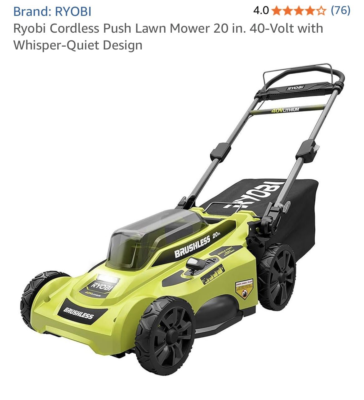 Ryobi 40 Volt Push Mower 