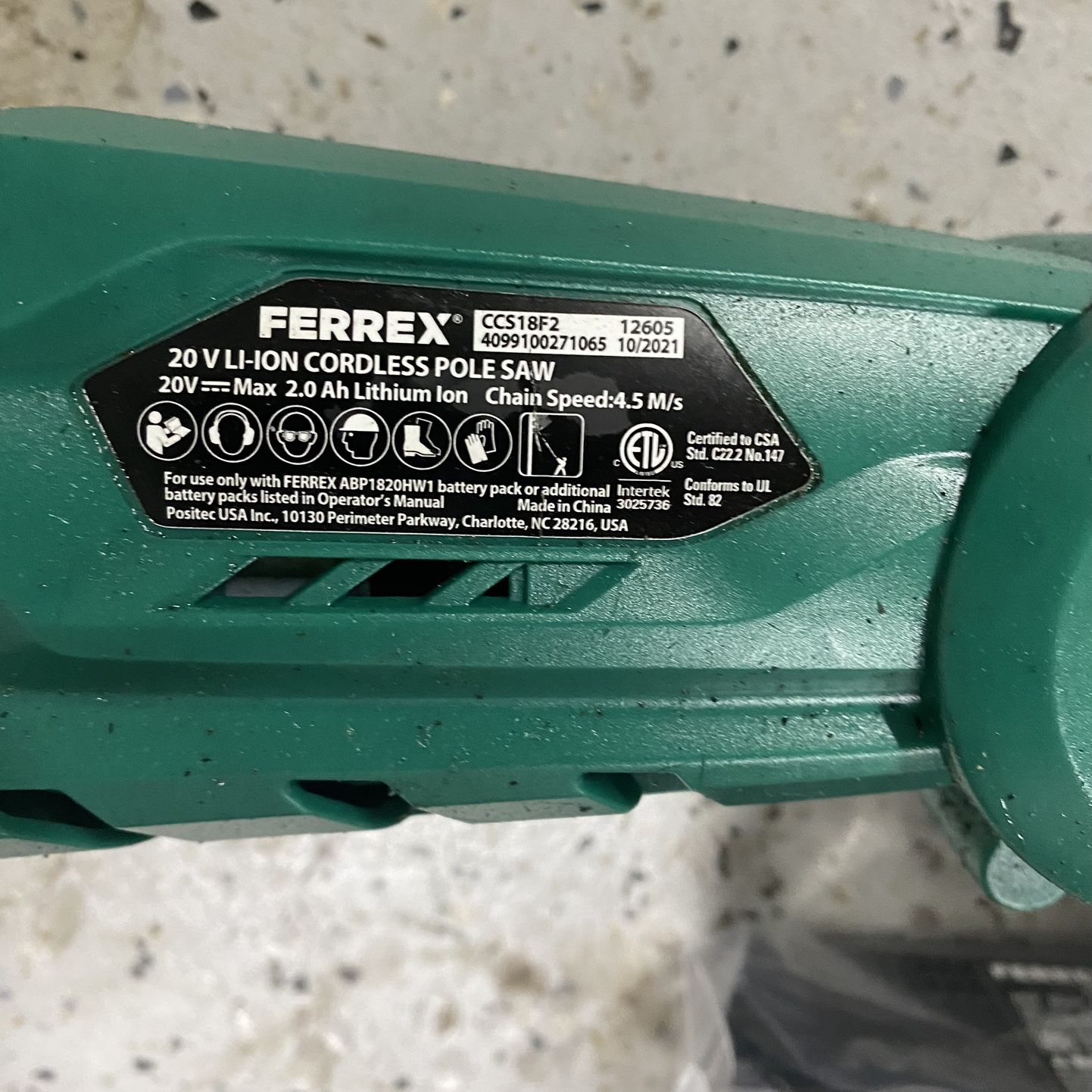 Ferrex 20v cordless pole on sale saw