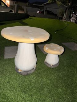 Mushroom Garden Table and Stool Set garden decor