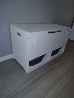 White wood toy chest storage organize box