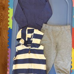 Carter’s 3-Piece Outfit Set With Vest Long Sleeved Bodysuit & Sweatpants 12-18 M