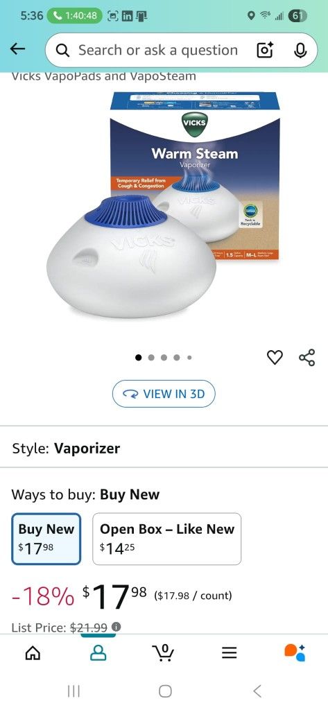 Humidifier: Vicks Warm Steam Vaporizer, Small to Medium Rooms, 1.5 Gallon Tank - Warm Mist Humidifier for Baby and Kids Rooms with Night Light, Works