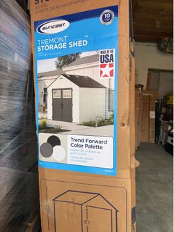 Suncast Tremont 8 ft. W x 10 ft. D Plastic Resin Storage Shed with Floor (86 sq. ft.) in Ice Cube (White)