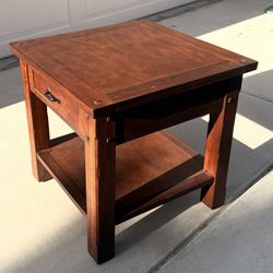 Solid Wood End Table With Drawer And Shelf