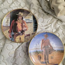 Set Of 2 John Wayne Franklin Mint Collector Plates