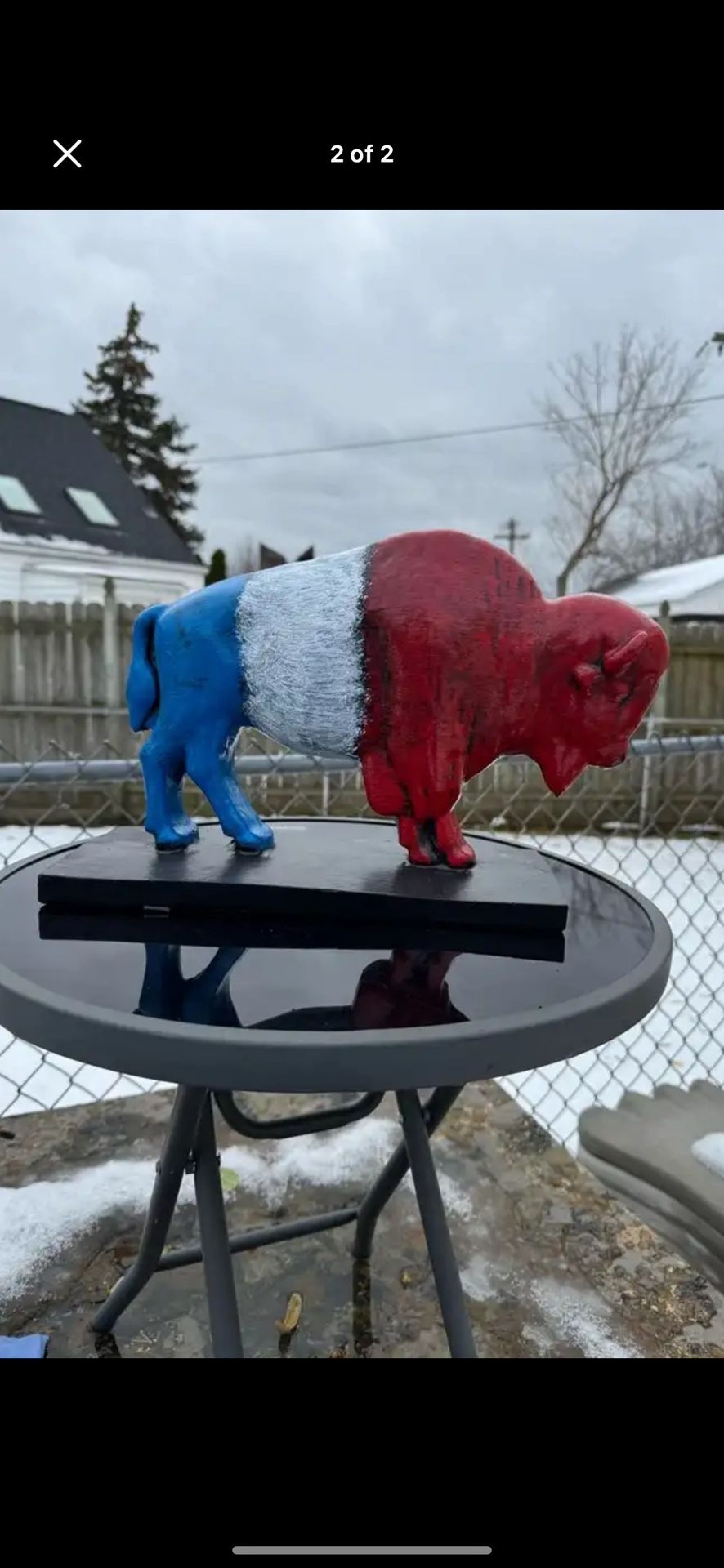 The Red White And Blue Buffalo Statue