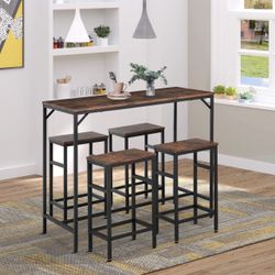 Dining Table Set, Bar Table & 4 Stools Set