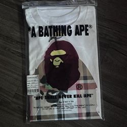 White Burberry Bape Tee