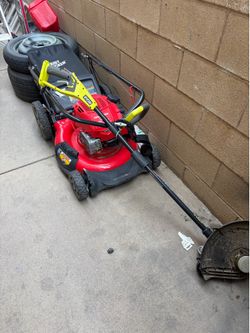 Craftsman  lawnmower and Ryobi weed Wacker (contact info removed) just bought 1 year ago moving into apartment don’t need no more both work great