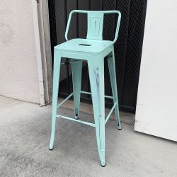 New in Box $25 (Light Blue) Metal Bar Stools w/ Backrest  30” Seat Height for Kitchen Counter Top Barstool 