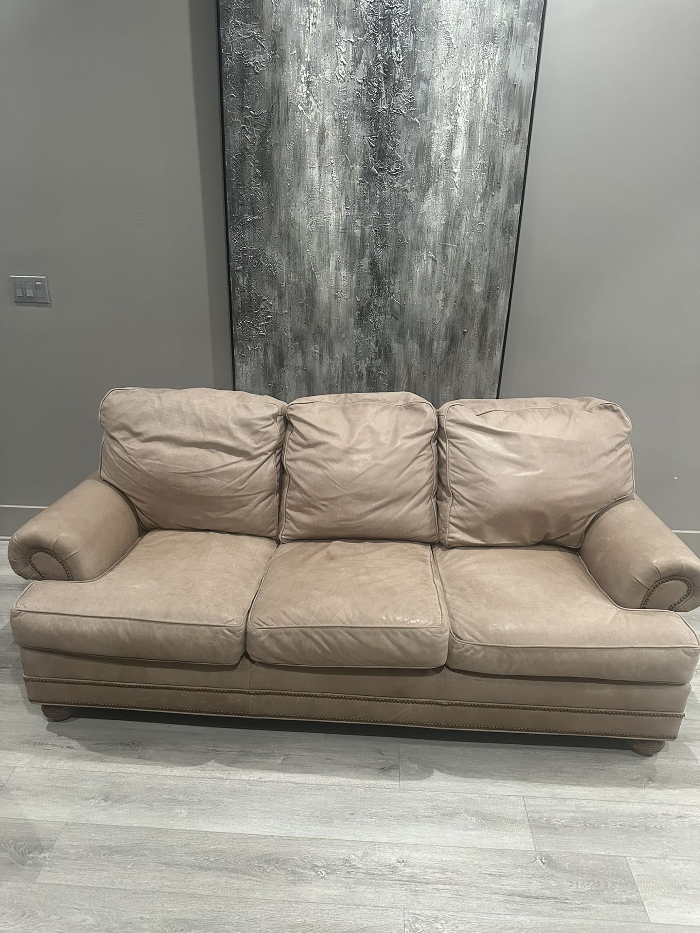 Leather sofa , chair and ottoman 