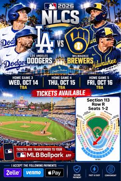 2026 NLCS Dodgers vs Brewers Tickets