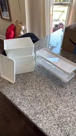 White and Clear Plastic Storage Organizer Bins