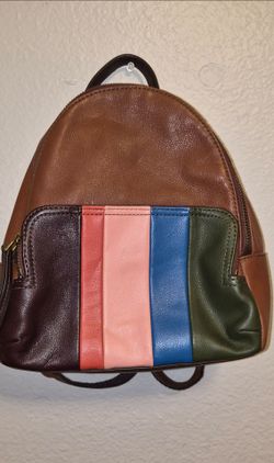 Small Leather Colorblock Mini Backpack