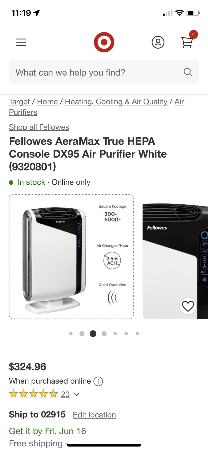  Aeramax True HEPA console  Dx95 Air Purifier 