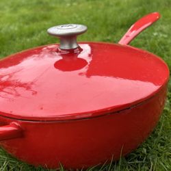 Vintage Mario Vitali Enameled Cast Iron Deep Sauté Pan By Dansk 
