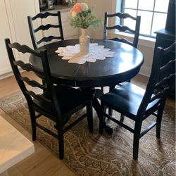 Pottery Barn Black Dining Table And Hutch Set