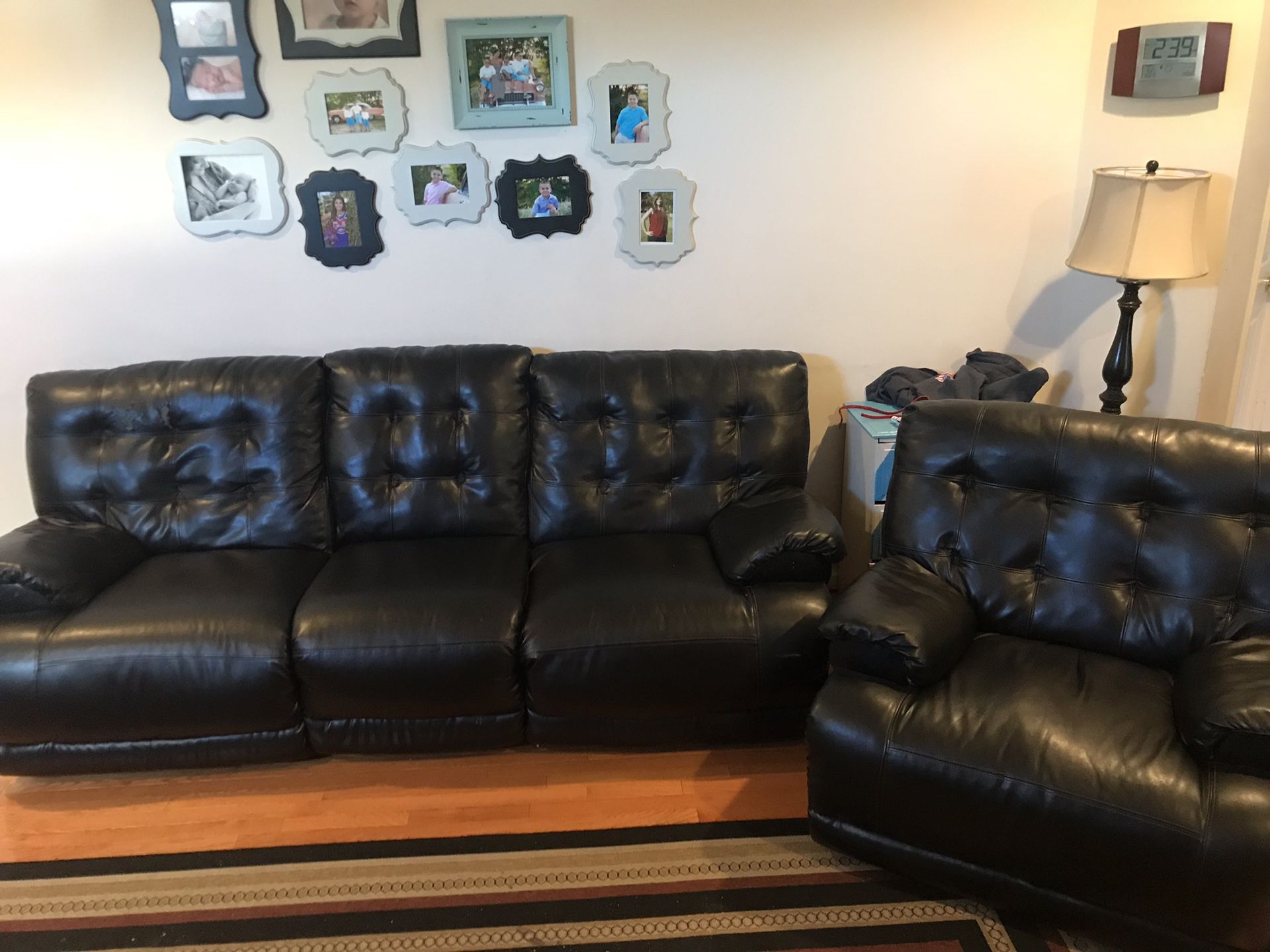 Reclinable Leather Couch And Leather Chair