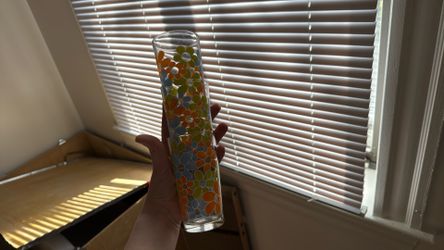 Vintage Glass Floral Cups (set Of Three)