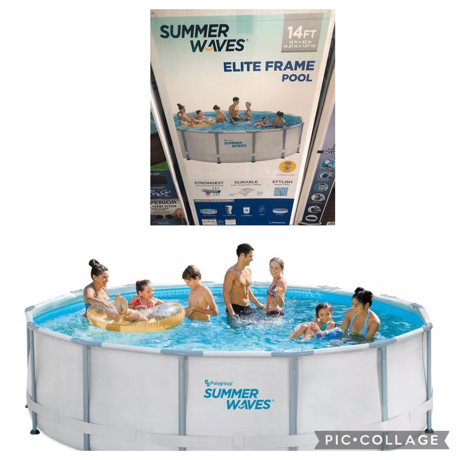 Pool 🔹🔷🔹 Summer Waves 14’x42” Elite Metal Frame Pool with Filter Pump, Ladder, Cover NEW