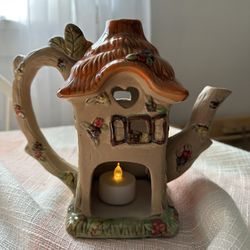  Ceramic Cottage Tea Light Holder Tea Pot Shape