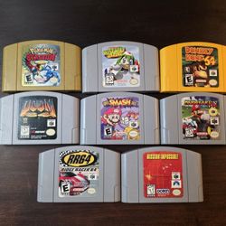 Nintendo 64 N64 Video Games Pokemon, Mischief Makers, Donkey Kong, Doom, etc.
