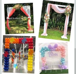 Heavy Duty Metal Square Backdrop Stand Arch for Wedding Birthday Graduation Decorations, Ceremony Reception, Event Party Supplies, Baby Shower Photo B