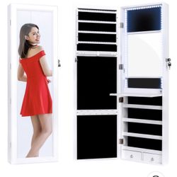 E Jewelry Armoire Lockable Jewelry Cabinet Wall/Door