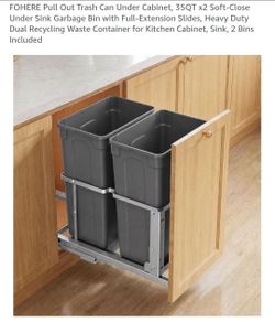 35 CT pull out CABINET  trash cans NEW